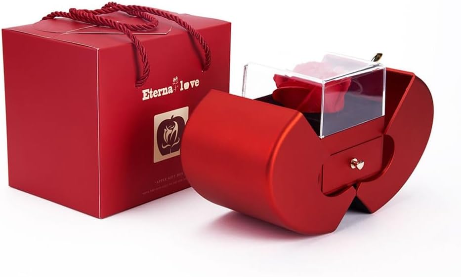 Caja de Rosa Eterna (Rosa Preservada) + REGALO Anillo Amor Eterno