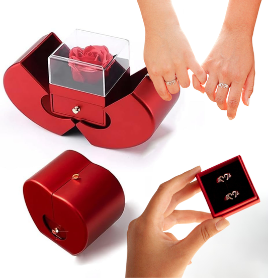 Caja de Rosa Eterna (Rosa Preservada) + REGALO Anillo Amor Eterno